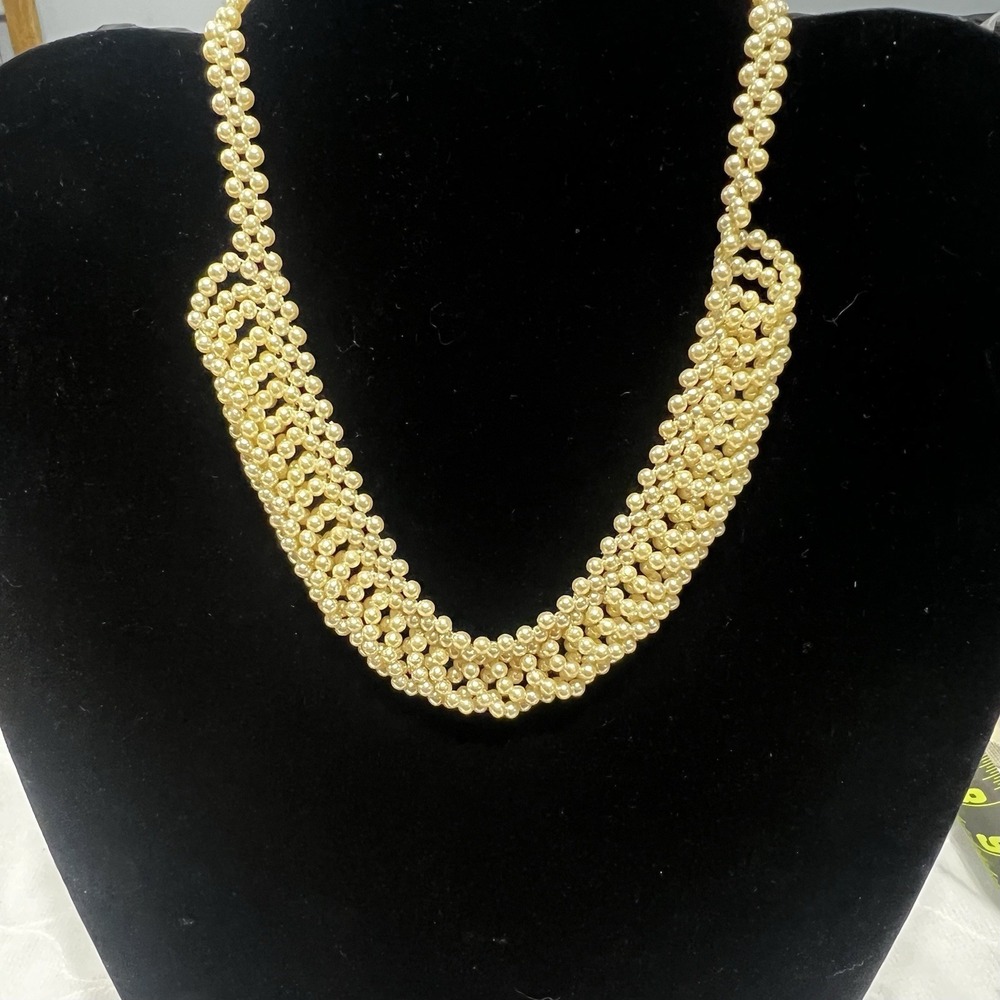 Vintage Necklace Bundle Faux Pearl Collar Braided Retro - Picture 2 of 4